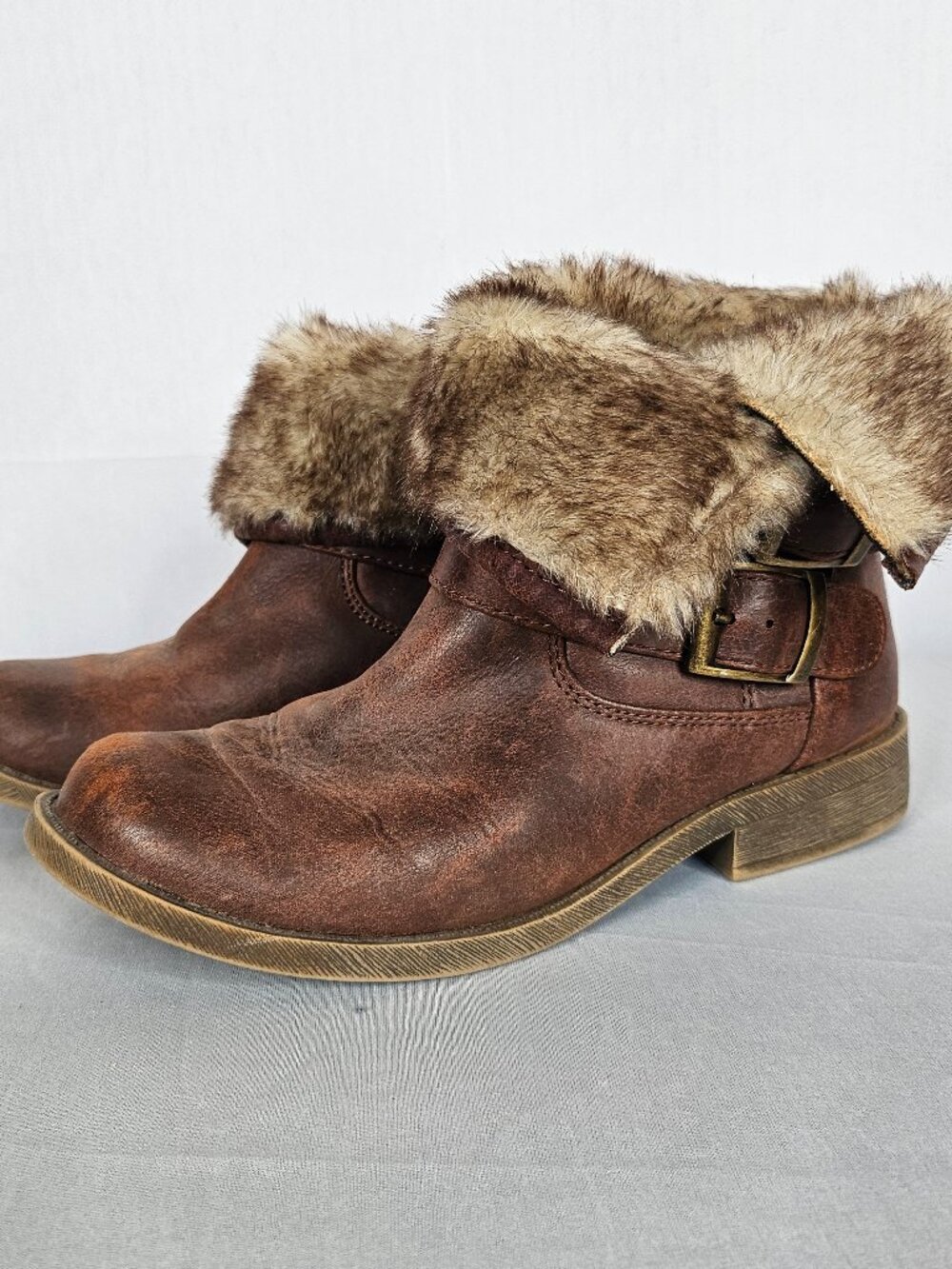 Austin Trading Co Ankle Boots | Brown Faux Fur Foldover | Size 6.5